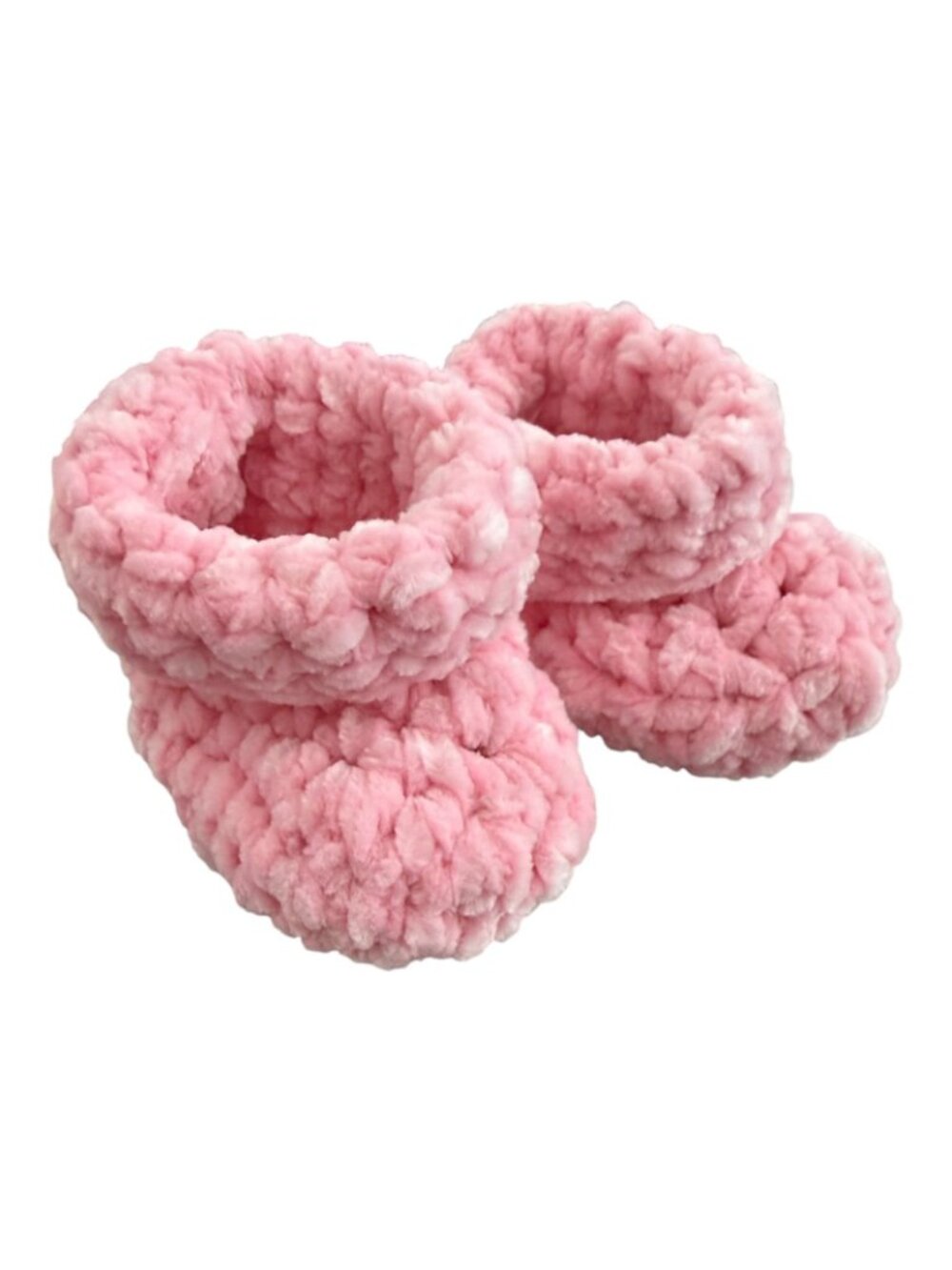 Handmade Pink Chenille Newborn Baby Hoodie & Booties Set Bear Ears Soft Plush - Picture 14 of 16
